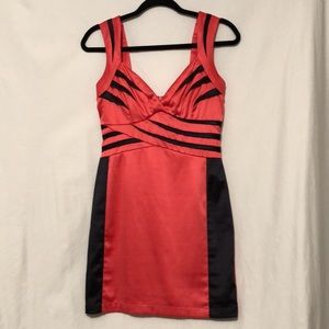 Akira Chicago Vintage Retro Coral&Cobalt Midi Dress